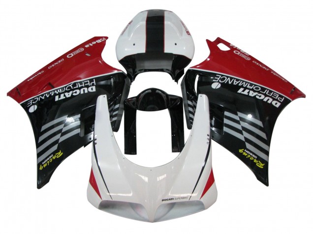 Venta Carenados Moto Ducati 748/916/996/998 1993-2005 - Blanco Rojo Negro Brillante Carrera Performance