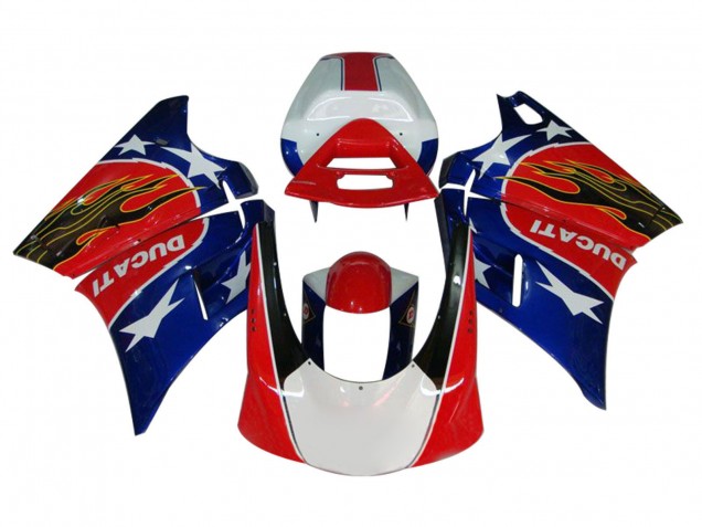 Venta Carenados Moto Ducati 748/916/996/998 1993-2005 - Blanco Rojo Azul Negro Brillante Llama