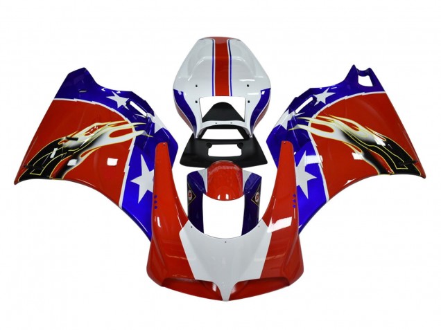 Venta Carenados Moto Ducati 748/916/996/998 1993-2005 - Blanco Rojo Azul Negro Llama
