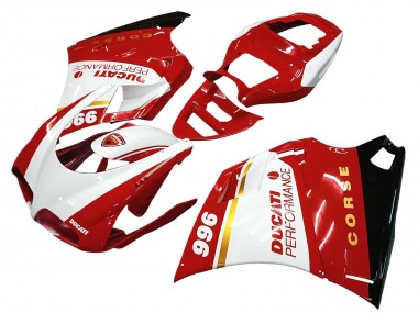 Venta Carenados Moto Ducati 996 1993-2005 - Blanco Rojo Oro Negro Brillante Corse Performance