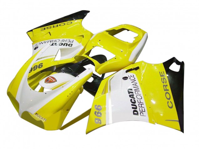 Venta Carenado Moto Ducati 996 1993-2005 - Blanco Amarillo Negro Brillante Corse Performance