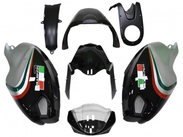 Venta Carenados Moto Ducati Monster 696 796 1100 1100S 2008-2012 - Negro Brillante Plata Rojo Verde