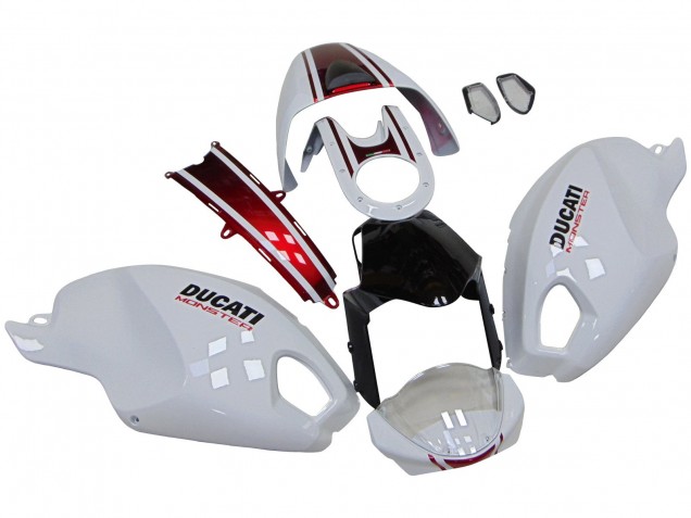 Venta Carenados Moto Ducati Monster 696 796 1100 1100S 2008-2012 - Blanco Rojo Negro Brillante