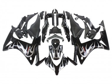 Venta Carenados Moto Honda CBR500R 2013-2015 - Negro Brillante Plata Llama