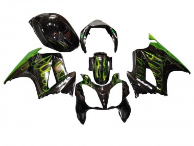 Venta Carenados Moto Honda VFR 800 2002-2013 - Negro Brillante Verde Llama