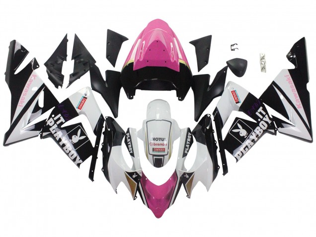 Venta Carenados Moto Kawasaki ZX10R 2004-2005 - Negro Rosa Blanco Playboy Motul