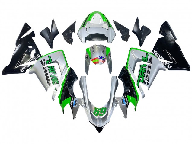 Venta Carenados Moto Kawasaki ZX10R 2004-2005 - Verde Plata Negro 69