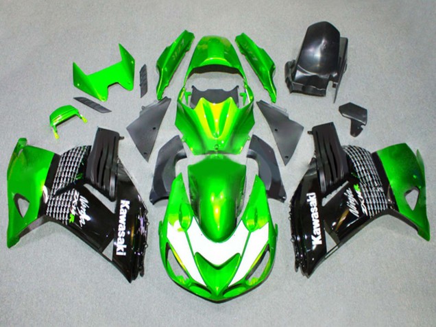 Venta Carenados Moto Kawasaki ZX14R ZZR1400 2006-2011 - Verde Blanco Negro Brillante