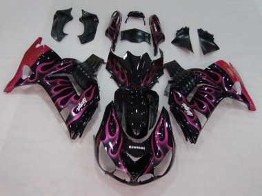 Venta Carenados Moto Kawasaki ZX14R ZZR1400 2006-2011 - Negro Brillante Rojo Rosa Llama