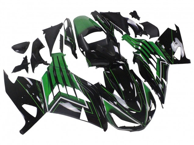 Venta Carenados Moto Kawasaki ZX14R ZZR1400 2012-2024 - Verde Negro Brillante Raya