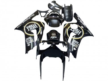 Venta Carenados Moto Kawasaki ZX6R 2003-2004 - Negro Brillante Blanco Motul Lucky Strike