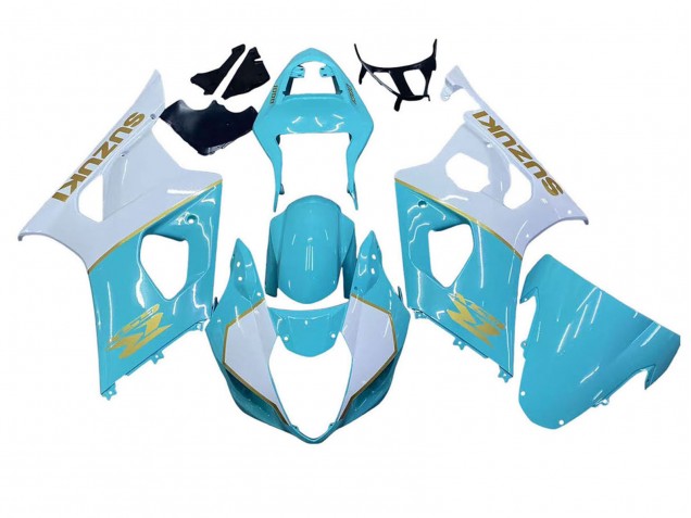 Venta Carenados Moto Suzuki GSXR 1000 2003-2004 - Blanco Azul Claro Oro