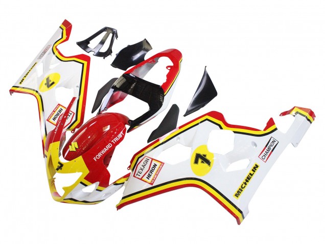 Venta Carenados Moto Suzuki GSXR 600 / GSXR 750 2004-2005 - Blanco Rojo Amarillo Michelin Texaon Heron 7