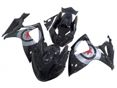 Venta Carenados Moto Suzuki GSXR 600 / GSXR 750 2004-2005 - Negro Brillante Plata Rojo Estrella