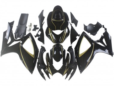 Venta Carenados Moto Suzuki GSXR 600 / GSXR 750 2006-2007 - Negro Brillante Oro Raya