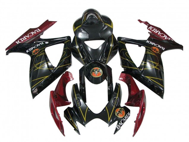 Venta Carenados Moto Suzuki GSXR 600 / GSXR 750 2006-2007 - Negro Brillante Rojo Oro