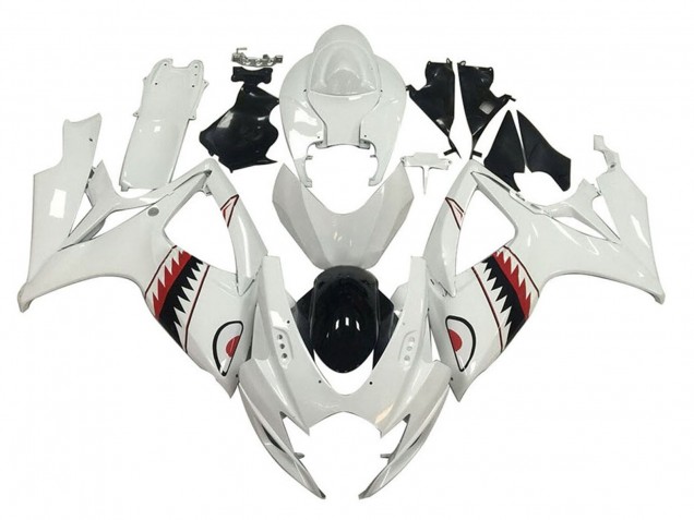 Venta Carenados Moto Suzuki GSXR 600 / GSXR 750 2006-2007 - Blanco Rojo Negro Tiburón