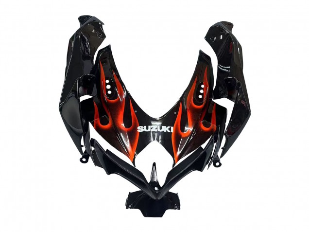Venta Carenados Moto Suzuki GSXR 600 / GSXR 750 2008-2010 - Negro Brillante Naranja Llama