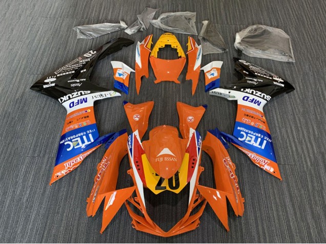 Venta Carenados Moto Suzuki GSXR 600 / GSXR 750 2008-2010 - Naranja Azul Blanco Negro ITEC