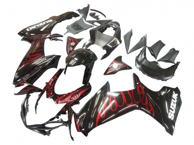 Venta Carenados Moto Suzuki GSXR 600 / GSXR 750 2011-2024 - Negro Brillante Rojo Llama