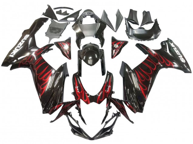 Venta Carenados Moto Suzuki GSXR 600 / GSXR 750 2011-2024 - Negro Brillante Rojo Llama
