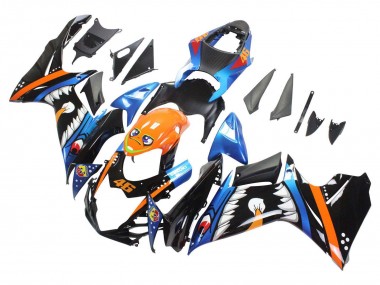 Venta Carenados Moto Suzuki GSXR 600 / GSXR 750 2011-2024 - Azul Claro Naranja Negro Blanco Tiburón 46