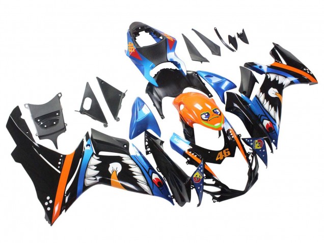 Venta Carenados Moto Suzuki GSXR 600 / GSXR 750 2011-2024 - Azul Claro Naranja Negro Blanco Tiburón 46