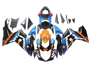 Venta Carenados Moto Suzuki GSXR 600 / GSXR 750 2011-2024 - Azul Claro Naranja Negro Blanco Tiburón 46