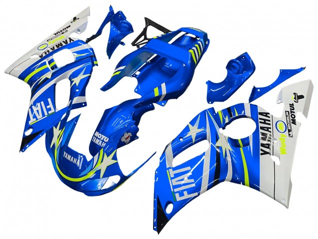 Venta Carenados Moto Yamaha YZF 600 R6 1998-2002 - Blanco Azul Neon Amarillo Fiat Motul Michelin