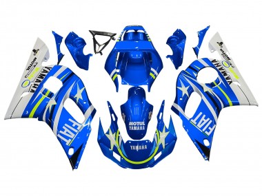 Venta Carenados Moto Yamaha YZF 600 R6 1998-2002 - Blanco Azul Neon Amarillo Fiat Motul Michelin