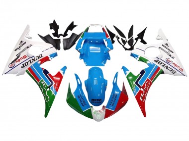 Venta Carenados Moto Yamaha YZF R6 2003-2004 - Blanco Azul Verde Rojo Kastinee Dunlop Motul