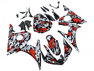 Venta Carenados Moto Yamaha YZF R6 2003-2004 - Negro Rojo Gris Camouflage