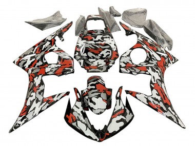 Venta Carenados Moto Yamaha YZF R6 2003-2004 - Negro Rojo Gris Camouflage