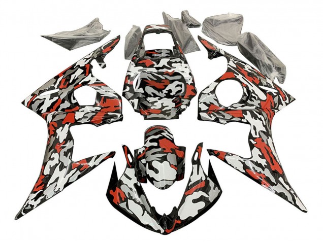 Venta Carenados Moto Yamaha YZF R6 2003-2004 - Negro Rojo Gris Camouflage