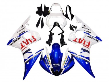 Venta Carenados Moto Yamaha YZF 600 R6 2005 - Blanco Azul Dunlop Fiat Motul