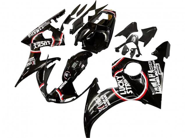 Venta Carenados Moto Yamaha YZF 600 R6 2005 - Negro Brillante Blanco Lucky Strike Motul