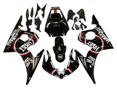 Venta Carenados Moto Yamaha YZF 600 R6 2005 - Negro Brillante Blanco Lucky Strike Motul