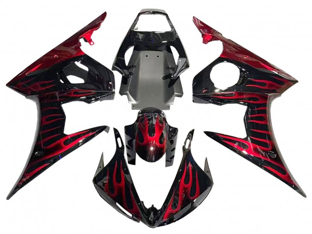 Venta Carenados Moto Yamaha YZF 600 R6 2005 - Negro Rojo Llama