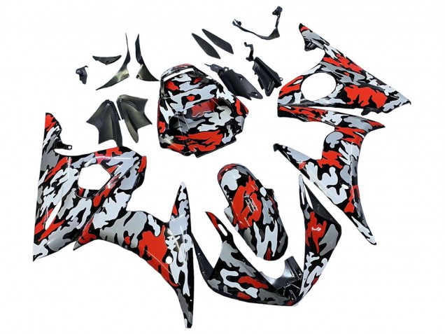 Venta Carenados Moto Yamaha YZF 600 R6 2005 - Negro Rojo Gris Camouflage