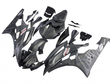 Venta Carenados Moto Yamaha YZF 600 R6 2006-2007 - Negro Mate Plata Llama