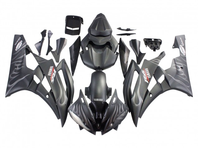 Venta Carenados Moto Yamaha YZF 600 R6 2006-2007 - Negro Mate Plata Llama