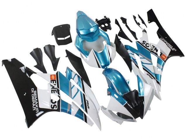 Venta Carenados Moto Yamaha YZF 600 R6 2006-2007 - Blanco Azul Negro Semakin Didepan ENEOS