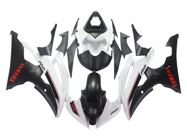 Venta Carenados Moto Yamaha YZF 600 R6 2008-2016 - Blanco Negro Mate Rojo Calcomanías