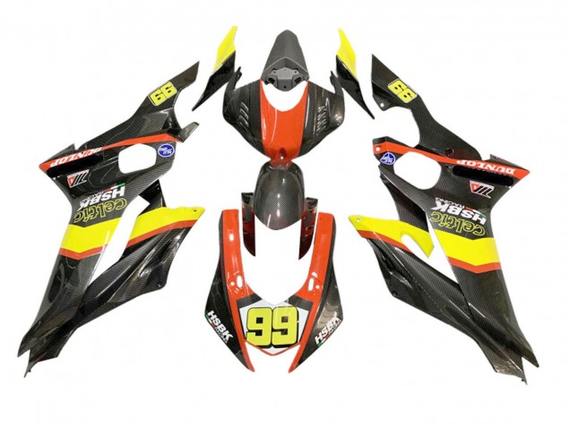 Venta Carenados Moto Yamaha YZF 600 R6 2008-2016 - Amarillo Naranja Negro FibraCarbono Estilo