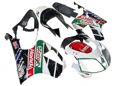 Venta Carenados Moto Honda VTR1000 2000-2006 - Blanco Rojo Verde Negro Brillante Castrol