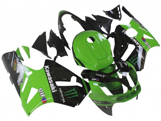 Venta Carenado Moto Kawasaki ZX12R 2002-2006 - Verde Negro Brillante Elf Touch4 Monstruo