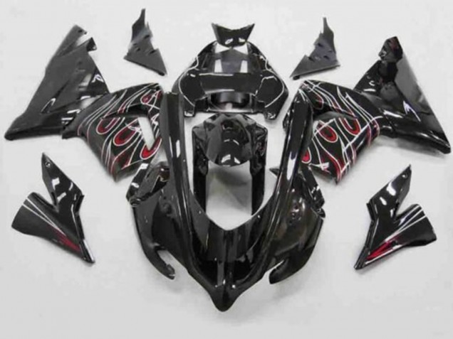 Venta Carenados Moto Kawasaki ZX10R 2004-2005 - Negro Rojo Blanco Llama