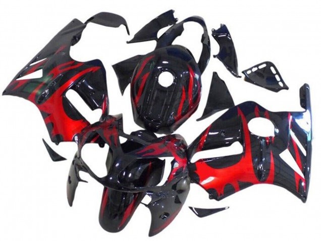 Venta Carenados Moto Kawasaki ZX12R 2002-2006 - Negro Brillante Rojo Tribal