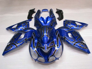 Venta Carenados Moto Kawasaki ZX14R ZZR1400 2006-2011 - Azul Negro Plata Tribal