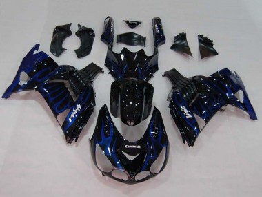 Venta Carenados Moto Kawasaki ZX14R ZZR1400 2006-2011 - Negro Brillante Azul Llama